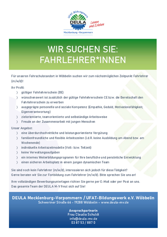 Stellenausschreibung Fahrlehrer*innen
